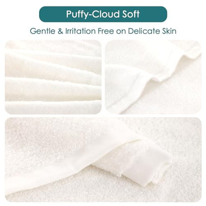 Wash Cloths 6 Pack,Super Soft Face Towel on Sensitive Skin,13''x13'',White | 100% Viscose,Skin Friendly,Gently Wash Face&Body,Breathable,Absorbent,Fast Dry,Easy Rinsed,Hanging Loop,Bathroom,Travel Use - color: White, size: 13x13 inch-6 Pack
