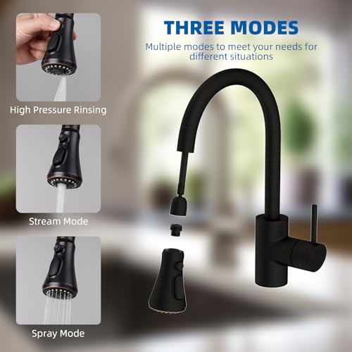 Hibbent Pull Down Kitchen Faucet Head Replacement, NSF/ANSI/CAN 61 & CUPC Certified 3-Function Sink Spray Nozzle with 15 Adapters Compatible with Moen, Delta, Kohler Faucets - Oil-Rubbed Bronze - color: Oil Rubbed Bronze, style: 1.8 Gallon Per Minute