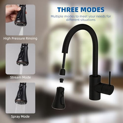 Hibbent Pull Down Kitchen Faucet Head Replacement, NSF/ANSI/CAN 61 & CUPC Certified 3-Function Sink Spray Nozzle with 15 Adapters Compatible with Moen, Delta, Kohler Faucets - Oil-Rubbed Bronze - color: Oil Rubbed Bronze, style: 1.8 Gallon Per Minute