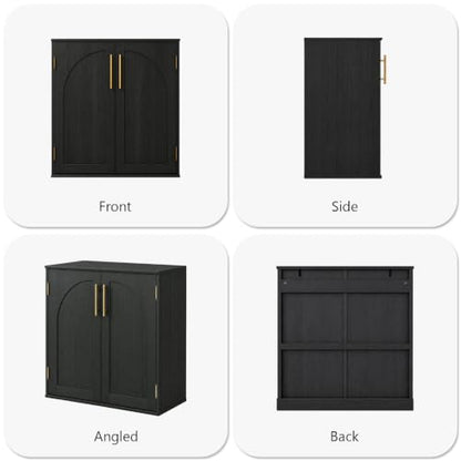 Sideboard Buffet Cabinet with Storage, 31.5" Modern Arched Accent Console Cabinet Credenza for Dining Room Entryway Living Room Furniture, Black - color: Black