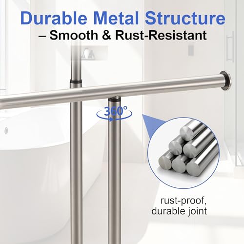 Standing Towel Rack Brushed Nickel 2 Tiers Stainless Steel Adjustable Towel Drying Rack for Bathoom - color: Brushed Nickel