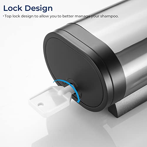 Pollock Shampoo and Conditioner Dispenser Wall Mounted | Shower Soap Dispenser 2 Chamber No Drill, Shampoo Dispenser for Shower, Body Wash Dispenser for Bathroom, Large Capacity - color: Black 1 Chamber