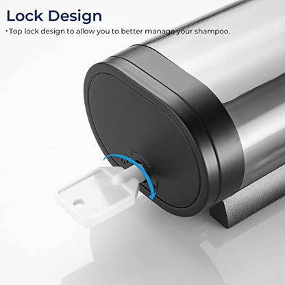 Pollock Shampoo and Conditioner Dispenser Wall Mounted | Shower Soap Dispenser 2 Chamber No Drill, Shampoo Dispenser for Shower, Body Wash Dispenser for Bathroom, Large Capacity - color: Black 1 Chamber