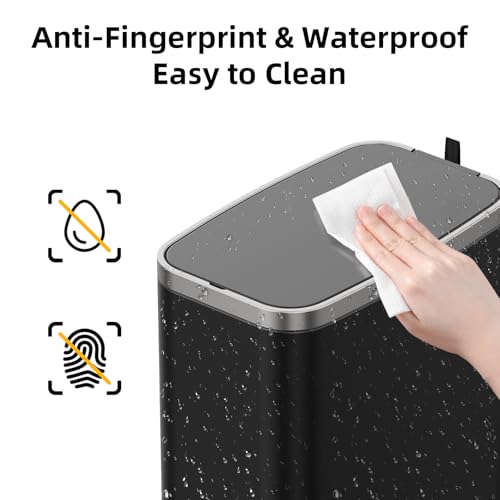 KdbK Stainless Steel Bathroom Trash Can with Lid Soft Close,1.6 Gallon Slim Garbage can,Small Metal Step Wastebasket for Office, Bedroom, Toilet, Black - color: Black