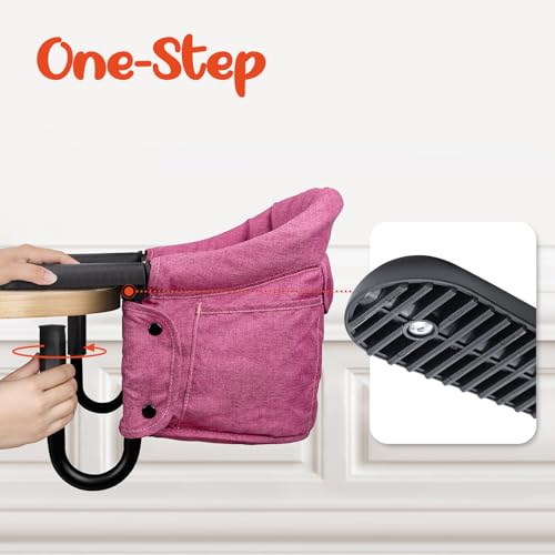 Hook On High Chair - Portable & Foldable for Babies 6-36 Months, Family & Travel Use with Carry Bag(Rose Red) - color: Rose Red