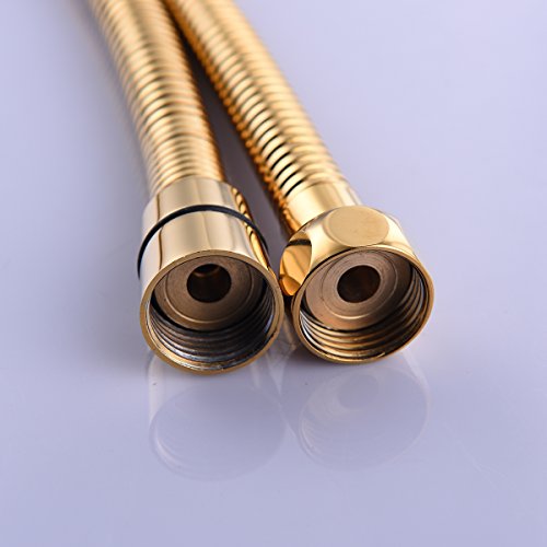 CIENCIA 1.5m(59-Inch) Anti-kink Flexible Gold Shower Hose Stainless Steel with Solid Brass Connector FHA018J - color: Gold, size: 1.5meters