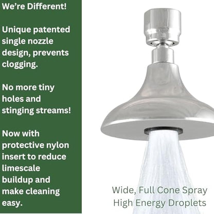 High Sierra® HALF DOME® Solid Lead-Free Metal 1.25 GPM Award Winning. Ultra Low Flow Shower Head. Patented Nozzle Never Clogs - Polished Chrome Finish - color: Chrome, size: 1.25 GPM