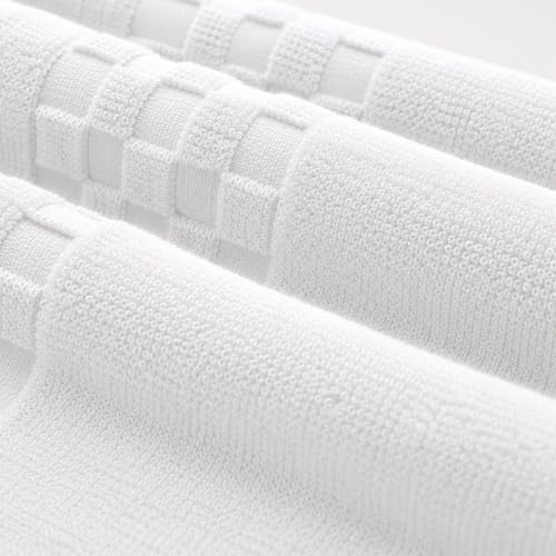 Feather & Stitch 100% Cotton 625 GSM Bath Towel Set of 6, Ultra Soft Highly Absorbent 2 Bath Towels, 2 Hand Towels & 2 Washcloth - Luxury Quick Dry Shower Towels (White) - color: White