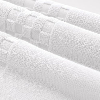 Feather & Stitch 100% Cotton 625 GSM Bath Towel Set of 6, Ultra Soft Highly Absorbent 2 Bath Towels, 2 Hand Towels & 2 Washcloth - Luxury Quick Dry Shower Towels (White) - color: White