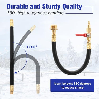 rv winterizing kit, 16.9" RV Water Blowout, Sprinkler Winterizing Blowout Kit with Shut Off Valve, Air Compressor Quick-Connect Plug Water Blow Out Fitting Adapter for Winterizing RV, Boat, Camper - style: Basic
