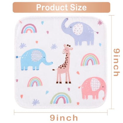 Baby Washcloths, 24Pack Baby Wash Cloths Extra Soft & Ultra Absorbent, Baby Towels and Washcloths Face Towels for Unisex Boys Girls Body, Washclothes Gentle on Sensitive Skin, 9x9 Elephants & Giraffes - color: Elephants & Giraffes