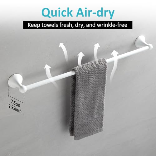 BGL Bathroom Accessories Set, White Paint Expandable Towel Bar 4-Piece Bathroom Accessory Set Wall Mounted Towel Ring Robe Hook Toilet Paper Holder Towel Holder - color: White
