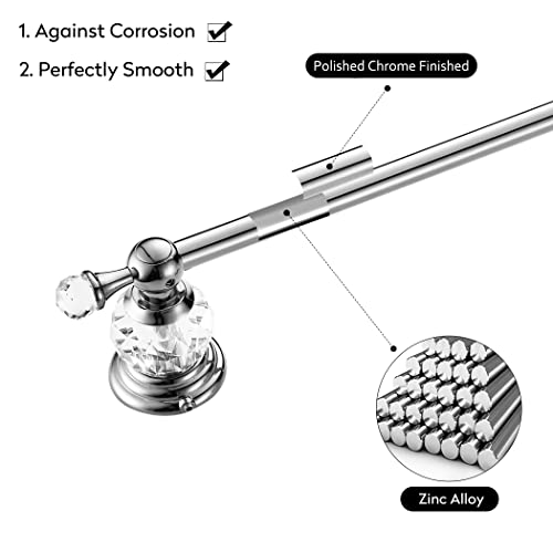 WINCASE Chrome Towel Bar 24 Inch, Adjustable Crystal Towel Rack, Silver Single Towel Holder for Bathroom Wall Mounted Modern - color: Chrome Towel Bar