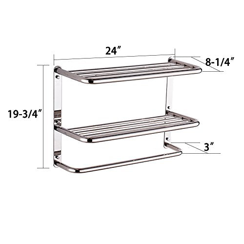 LUANT 24 Inch Bathroom Shelf 3-Tier Wall Mounting Rack with Towel Bars - color: Polished 24 Inch