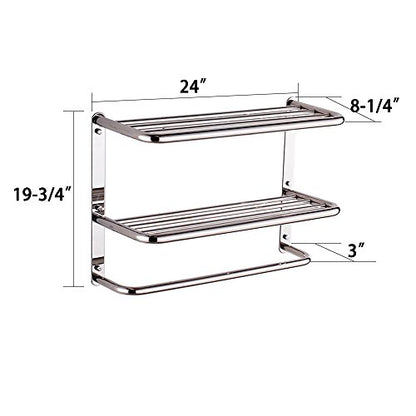 LUANT 24 Inch Bathroom Shelf 3-Tier Wall Mounting Rack with Towel Bars - color: Polished 24 Inch