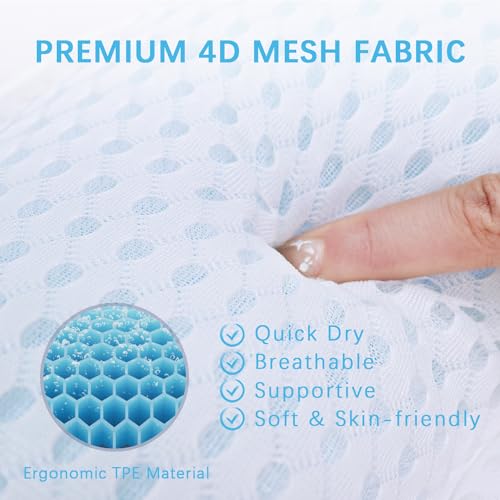 Bathtub Bath Pillows for Tub - Bathtub Pillow for Neck & Back Support with Ergonomic TPE, 4D Mesh Upgraded Bath Tub Pillow Headrest with 3 Strong Suction Cups & Hook, Bathroom Accessories, Spa Gifts - size: Small White