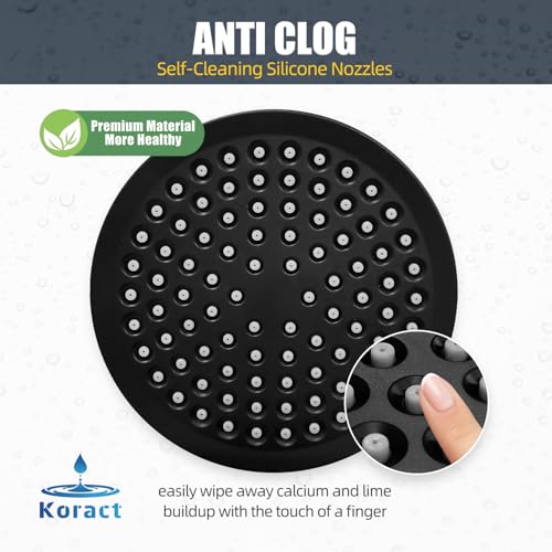 Shower Head High Pressure Rain Premium Quality Luxury Design Anti-Clogging Silicone Nozzles Adjustable Replacement for Bathroom Shower Heads (6 inch Round) (Matte Black) - color: Matte Black