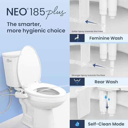 LUXE Bidet NEO 185 PLUS - Patented Bidet Attachment for Toilet, Rose Gold | Non-Electric, Dual Nozzle, Slide-In Install, 360° Self-Clean, EZ-Lift to Clean, Feminine & Rear Wash - color: Rose Gold