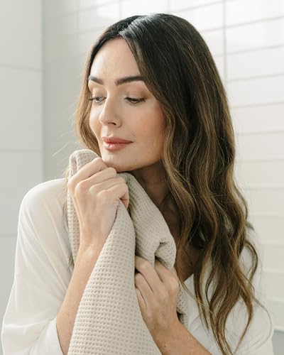 Cozy Earth Waffle Bath Sheets, Mini Textured Waffle Weave Pattern | 60% Cotton 40% Viscose from Bamboo Bath Sheets 40 x 65 Inches, Soft and Absorbent Terry, 2 Pack Light Grey - color: Light Grey, size: Bath Sheet