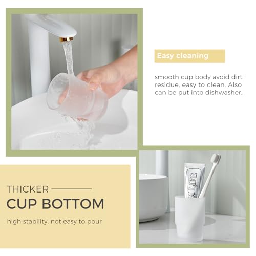 Aomasi Glass Bath Rinse Cup for Bathroom Sink, Frosted White Toothbrush Cup | Thickened Substantial Glass, Modern Bathroom Tumbler Cup for Daily Drinking Water, Easy to Clean, Cabinet Small Items Storage - color: Frosted White