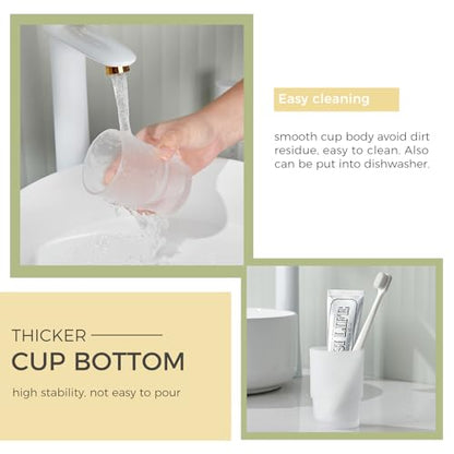 Aomasi Glass Bath Rinse Cup for Bathroom Sink, Frosted White Toothbrush Cup | Thickened Substantial Glass, Modern Bathroom Tumbler Cup for Daily Drinking Water, Easy to Clean, Cabinet Small Items Storage - color: Frosted White