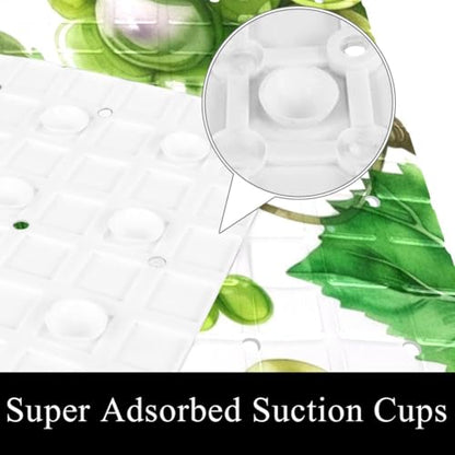 Bathtub Mats for Shower Tub, Watercolor Seamless Green Grapes Anti-Slip Bath Mats for Inside Tub, Bathroom Shower Mats with Drain Holes and Suction Cups - color: Multi 03