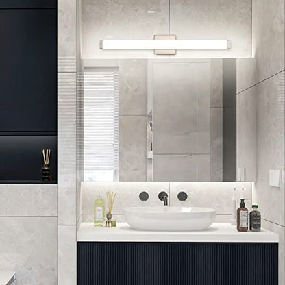 Bathroom Vanity Light Brushed Nickel Square LED 24 inch 14W 4000K Natural White Light Wall Bar Lighting Fixtures Over Mirror (Brushed Nickel, 33.5 inch 5CCTDimmable) - color: Brushed Nickel, size: 33.5 inch 5CCTDimmable