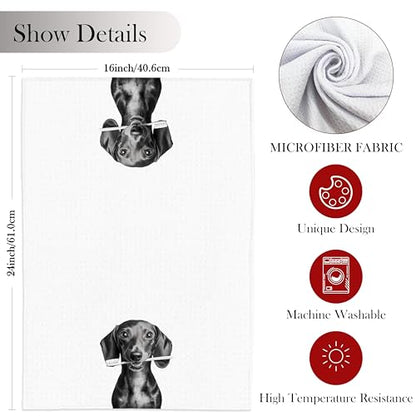 Funny Dachshund Gifts Hand Towels for Bathroom, Weiner Dog Bathroom Hand Towels, Weiner Dog Gifts for Women, 16x24 Inch - color: Dachshund