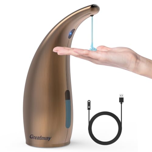 Automatic Soap Dispenser Touchless Rechargeable 10 oz | Magnetic USB Charging, IPX7 Waterproof Sensor Pump with 4 Adjustable Levels for Kitchen Sink & Bathroom Hand Soap - color: Copper