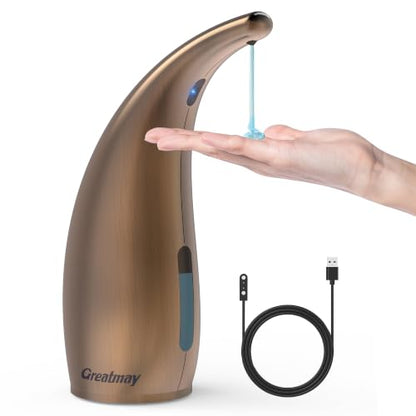 Automatic Soap Dispenser Touchless Rechargeable 10 oz | Magnetic USB Charging, IPX7 Waterproof Sensor Pump with 4 Adjustable Levels for Kitchen Sink & Bathroom Hand Soap - color: Copper