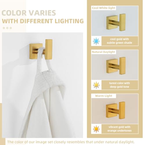 Angle Simple Brushed Dark Gold Towel Hook for Bathroom, Coat Robe Holder | SUS304 Stainless Steel, Wall Hook for Hat Clothes Bag, Robe Hanger for Kitchen Hallway Laundry Garage, Screw Mount - color: Brushed Dark Gold