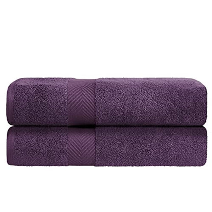 Zero-Twist Towel Collection, Luxurious Cotton Oversized Bath Sheet Towel, 34" x 68", 2-Pieces, Absorbent and Fast-Drying, Solid, Grape Seed - color: Grape Seed, size: Bath Sheet 2-Pack