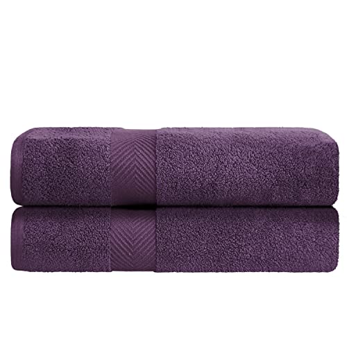 Zero-Twist Towel Collection, Luxurious Cotton Oversized Bath Sheet Towel, 34" x 68", 2-Pieces, Absorbent and Fast-Drying, Solid, Grape Seed - color: Grape Seed, size: Bath Sheet 2-Pack