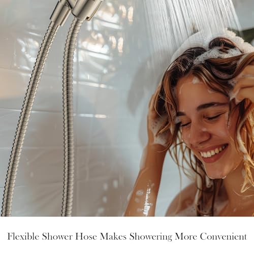 Shower Hose, 79 Inches Extra Long Stainless Steel Handheld Shower Head Hose Replacement with Brass Insert and Nut, Flexible Hose Extension for Hand Held Shower Head - color: Brushed Nickel