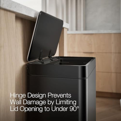 KOHLER K-20956-BST Dual Compartment Step Trash Can, Liner, Black Stainless - color: Black Stainless Steel, size: 11 Gallon - Dual Compartment