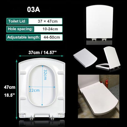 Toilet Seat Square Quick-Release Feature For Easy-Clean Adjustable Hinges 34 5X43Cm - size: 37*47cm