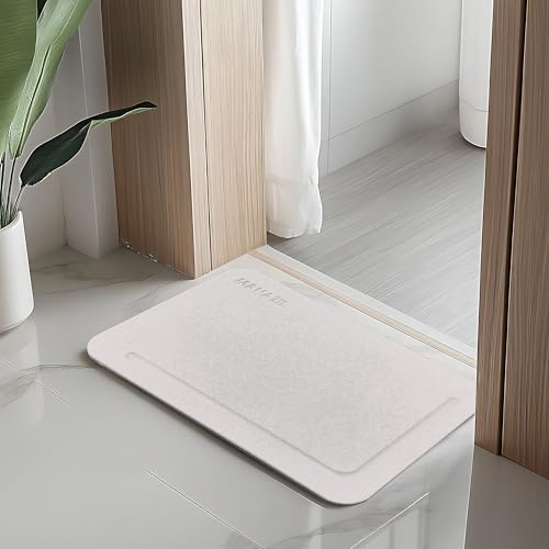 Stone Bath Mat – Diatomaceous Earth Shower Mat 24"x16", Non-Slip, Super Absorbent, Quick-Drying, Easy to Clean, Diatomite Bathroom Floor Mat (Grey)