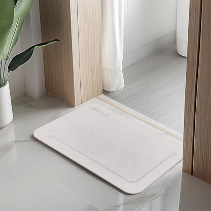 Stone Bath Mat – Diatomaceous Earth Shower Mat 24"x16", Non-Slip, Super Absorbent, Quick-Drying, Easy to Clean, Diatomite Bathroom Floor Mat (Grey)