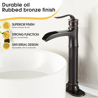 Tall Vessel Waterfall Faucet Bathroom Faucet Single Handle One Hole Oil Rubbed Bronze Finish Large Spout Lavatory Faucets Oil Rubbed Bronze - color: Tall - Oil Rubbed Bronze - Single