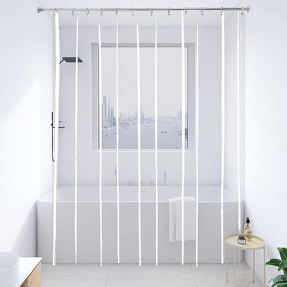 Super Extra Tall Clear 9ft Shower Curtain 108 inches Long for Patio | 72x108" Transparent Plastic PEVA Vinyl Waterproof Liner with 3 Magnets, 12 Pack Stainless Steel Hooks Included - color: Clear, size: 72"W x 108"L (Pack of 1)
