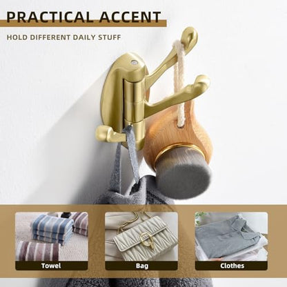 Angle Simple Bathroom Towel Hook Brushed Dark Gold, Swivel Towel Holder | Zinc Alloy, Home RV Robe Clothes Coat Organizer, Fold Flat Against Wall, Screw Wall Mount - color: Brushed Gold, size: 1 Pack