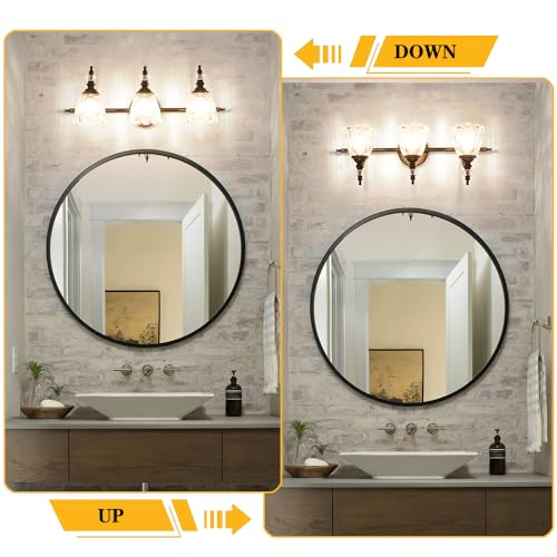 Matte Black Bathroom Vanity Light, Farmhouse Bathroom Light Fixtures Over Mirror, 3 Light Vanity Lighting Fixtures, Flower Glass Shade Wall Sconce Lighting - color: Black, size: 3 light