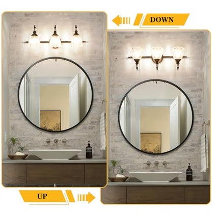 Matte Black Bathroom Vanity Light, Farmhouse Bathroom Light Fixtures Over Mirror, 3 Light Vanity Lighting Fixtures, Flower Glass Shade Wall Sconce Lighting - color: Black, size: 3 light