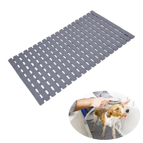 Bathtub Shower Mat, Pet Dog Bathing Non-Slip Mat, Dog Bath mat for tub, Quick Drain Bathtub Mat with Suction Cups & Drain Holes for Bathroom, 27 X 15.7 Inch (Light Blue) - color: Light Blue