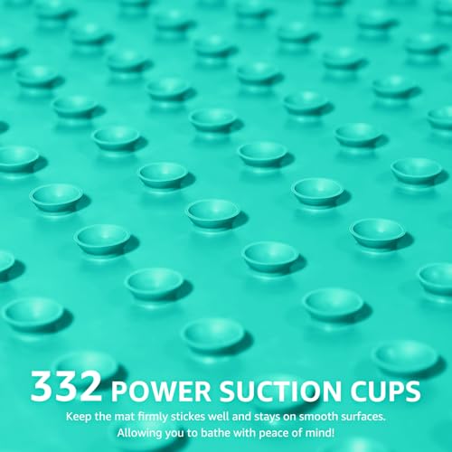 OTHWAY Bathtub Mat Non Slip, Extra Long Rubber Bath Mat for Tub, Machine Washable Shower Anti Slip Mat with 332 Strong Suction Cups (Sea Green, 36" x 17") - color: Sea Green, size: 36" x 17" (Rectangular)