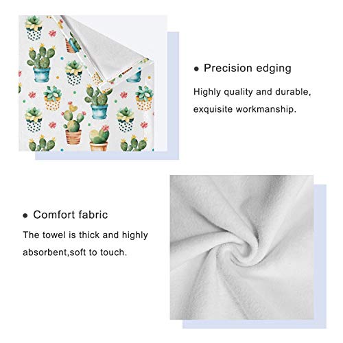 ALAZA Towel Bathroom Sets, Colorful Cactus Towels 3-Piece 1 Bath Towel 1 Washcloth 1 Hand Towel, Bath Towel Set of 3 Soft Multifuntion for Home Kitchen Hotel Gym Swim Spa - color: Multi16