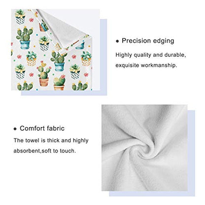 ALAZA Towel Bathroom Sets, Colorful Cactus Towels 3-Piece 1 Bath Towel 1 Washcloth 1 Hand Towel, Bath Towel Set of 3 Soft Multifuntion for Home Kitchen Hotel Gym Swim Spa - color: Multi16