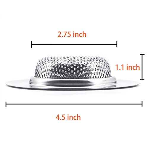 Kitchen Sink Strainer Stainless Steel Sink Strainer with Large Wide Rim 4.5" for Mesh Sink Strainer, Bathroom, Slop, Laundry, RV, Lavatory, Large (Pack of 2) - size: 4.5" Stainless Steel 2pcs