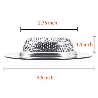 Kitchen Sink Strainer Stainless Steel Sink Strainer with Large Wide Rim 4.5" for Mesh Sink Strainer, Bathroom, Slop, Laundry, RV, Lavatory, Large (Pack of 2) - size: 4.5" Stainless Steel 2pcs
