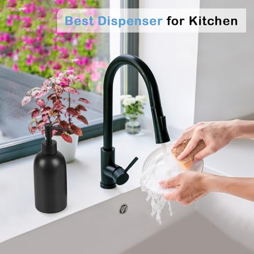 Natheeph Soap Dispenser for Bathroom/Kitchen Fill Hand Soap/Dish Soap, 14OZ | Soap Pump Dispenser Bottle, Ceramic Soap Dispenser Refillable Shampoo/Lotion/Liquid/Detergent for Bathroom/Kitchen (Black) - color: Black